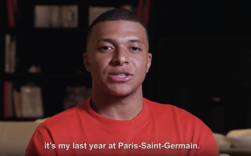 Mbappe trong video thông báo rời PSG